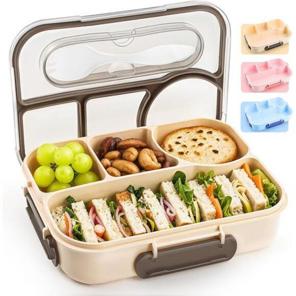 Leakproof bento lunch box 4 compartment microwave safe kids adult food container - Picture 1 of 8
